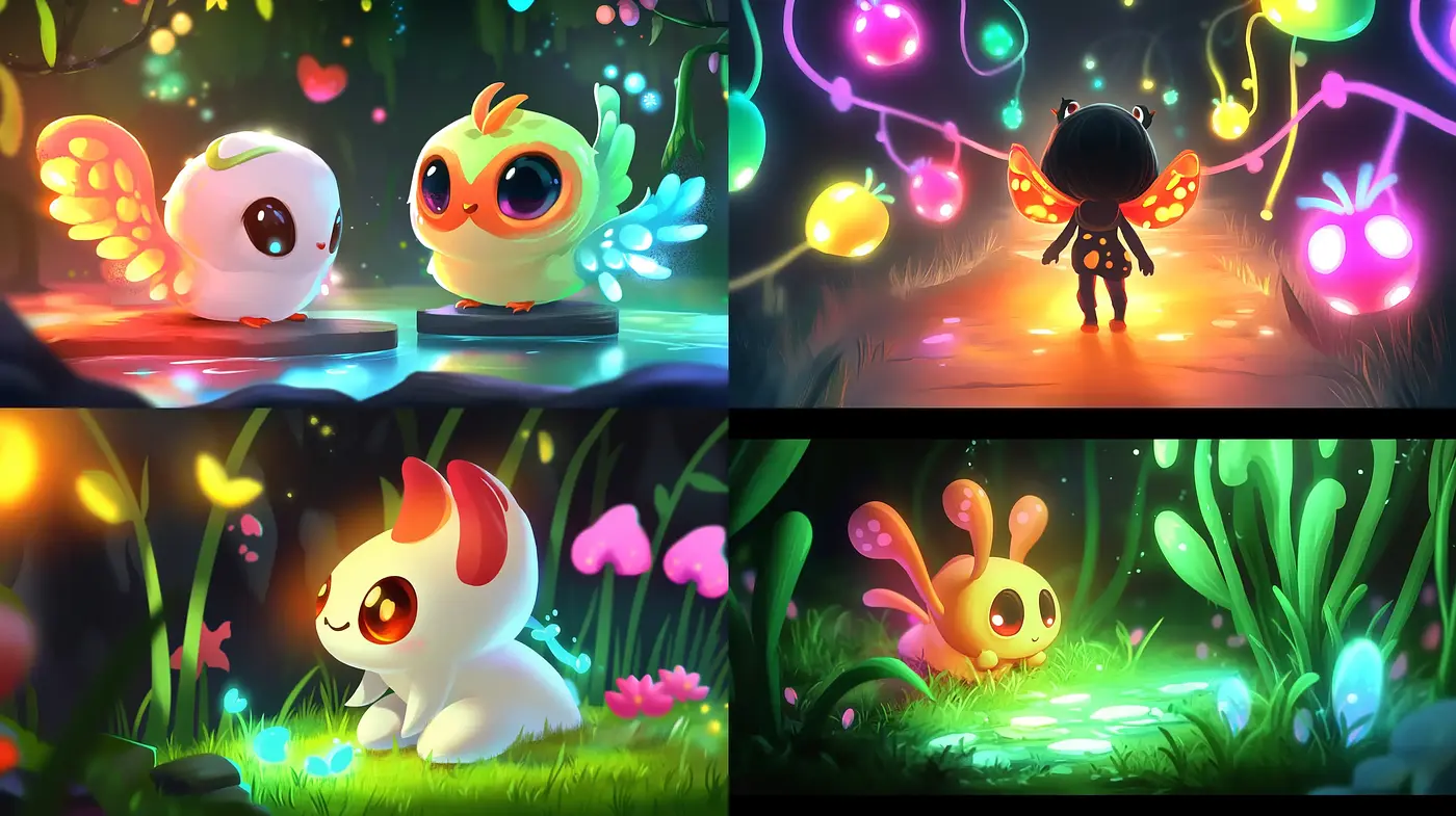 Enchanted Luminescence: A Dance of Whimsical Colors and Dreamlike Textures - Midjourney sref style