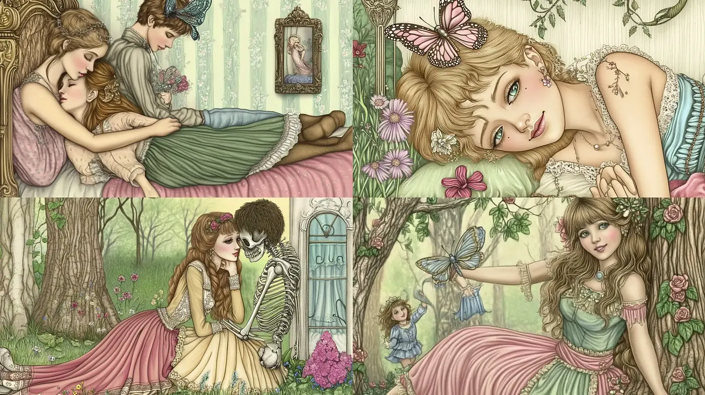 Whimsical Fairy-Tale Illustrations with a Soft Pastel Palette - Midjourney sref style
