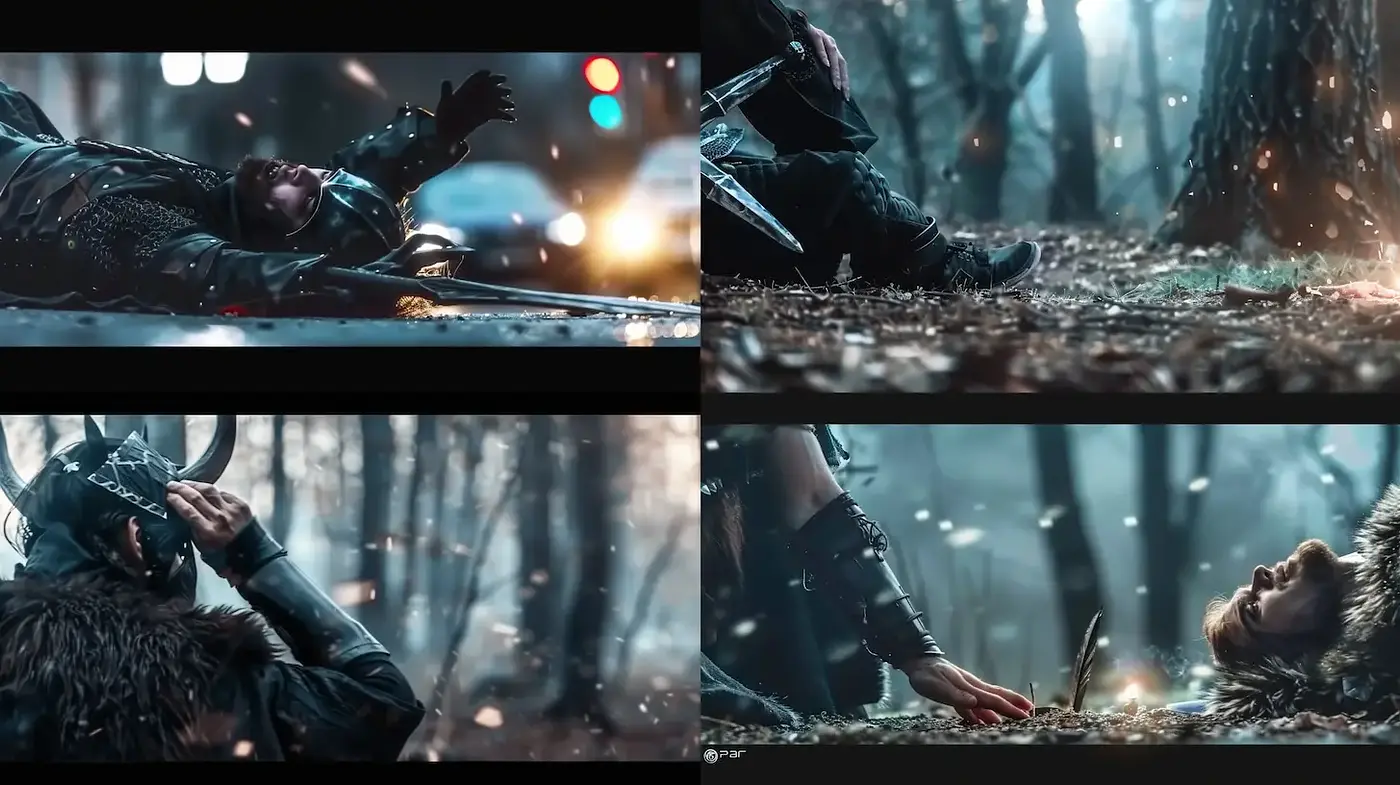 Dark, cinematic aesthetic with a haunting yet epic atmosphere - Midjourney sref style