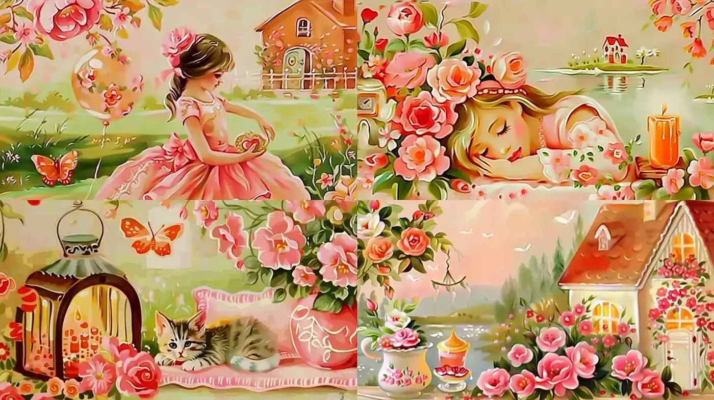 Charming Floral Illustrations with a Whimsical Touch - Midjourney sref style