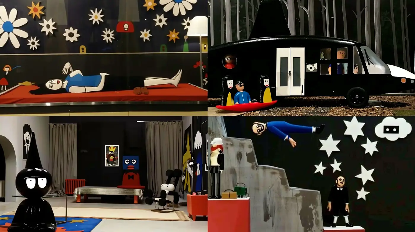 Stylized Modernist Nostalgia with a Nocturnal Palette - Midjourney sref style