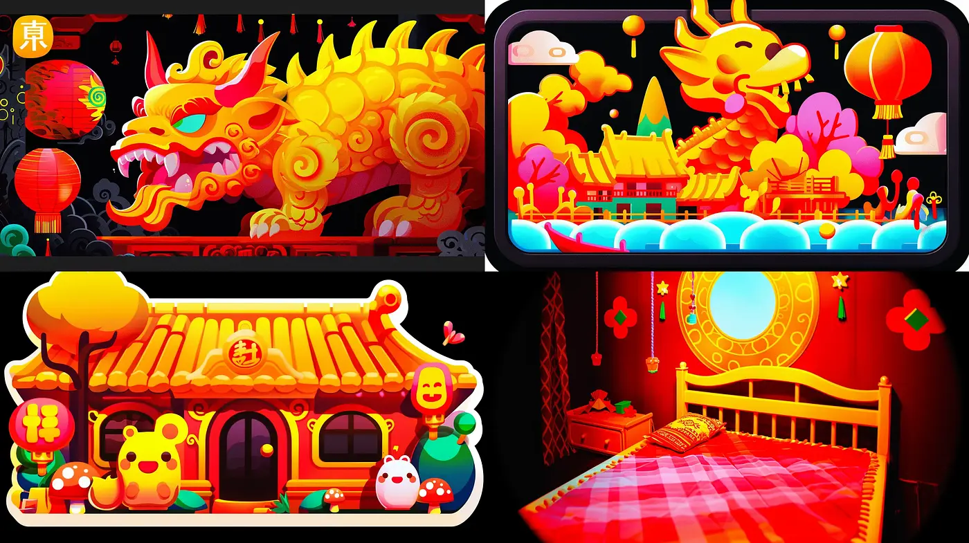 Vibrant Fantasia: A Lively Interpretation of Chinese Mythos and Modern Festivity - Midjourney sref style
