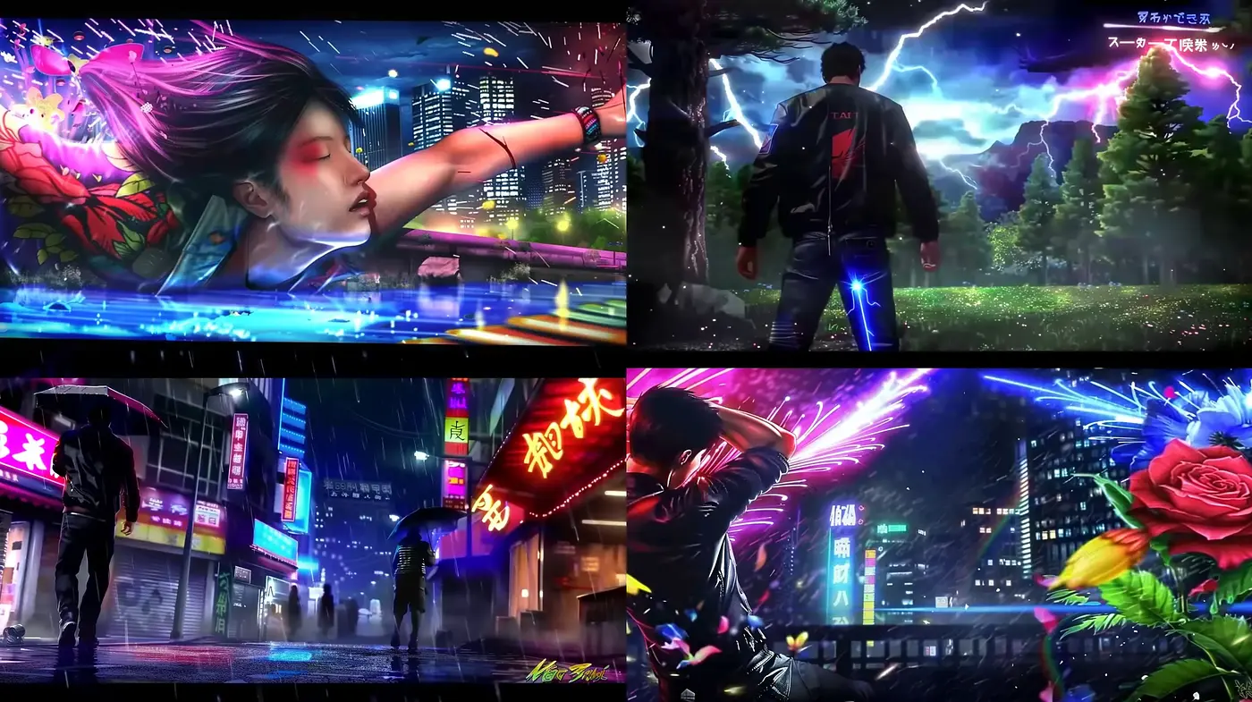 Neon-Noir Cybercity Dreamscape - Midjourney sref style