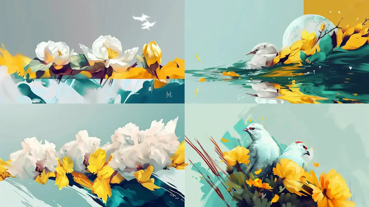 Vibrant and Dynamic Floral Imagery with a Contemporary Touch - Midjourney sref style