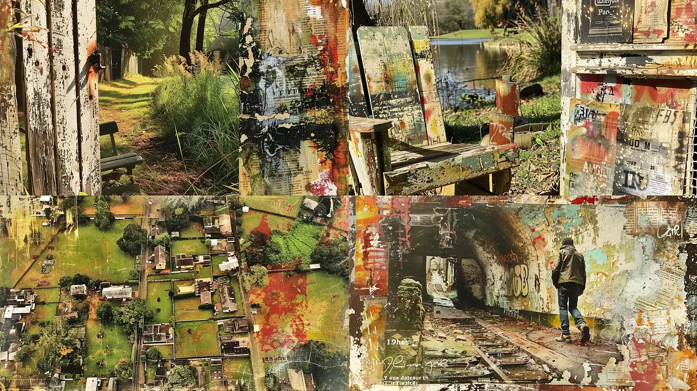 Decay and Rebirth: Post-Apocalyptic Textural Symphony - Midjourney sref style