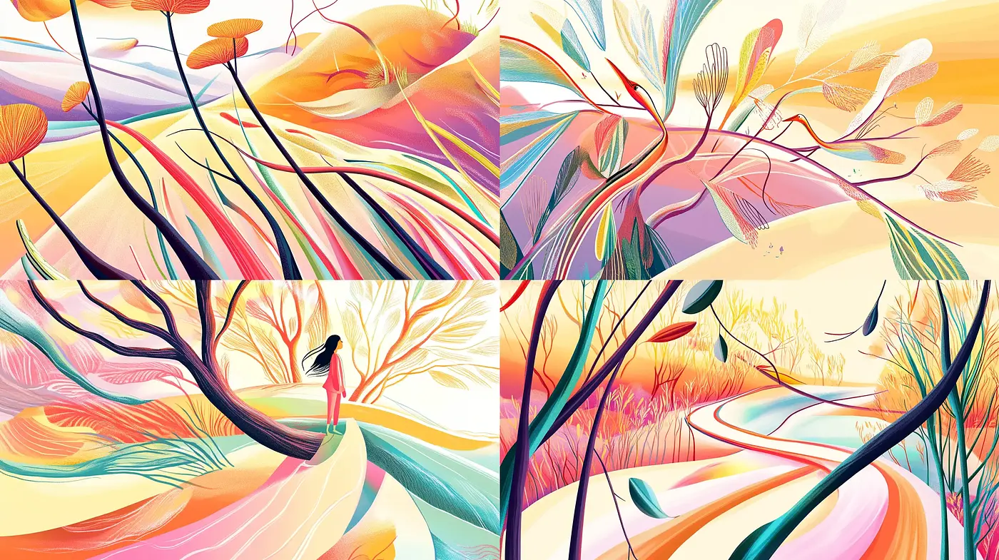 Whimsical Nature's Symphony in Surreal Hues - Midjourney sref style