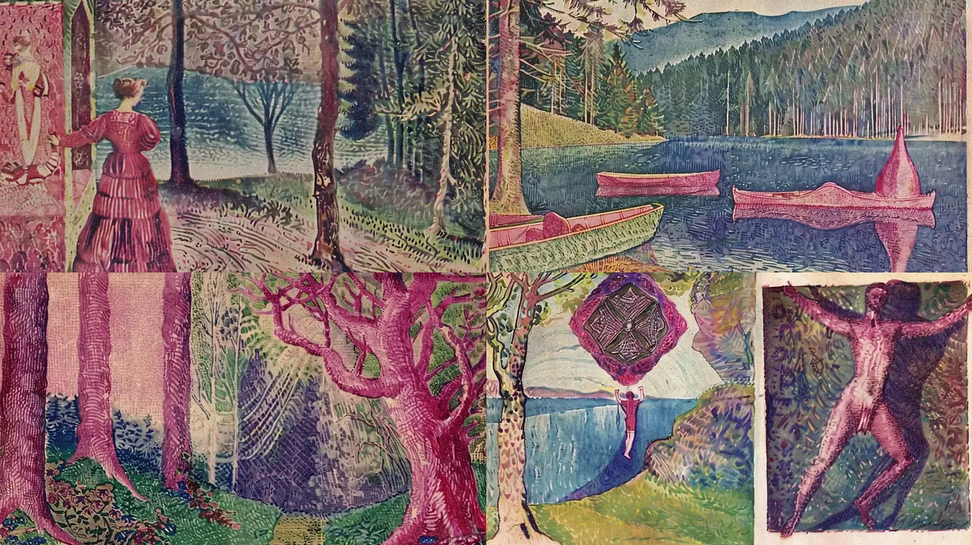 Lyrical Nature Tapestry: A Tapestry of Stylized Pastoral Scenes with a Dreamy Art Nouveau Essence - Midjourney sref style