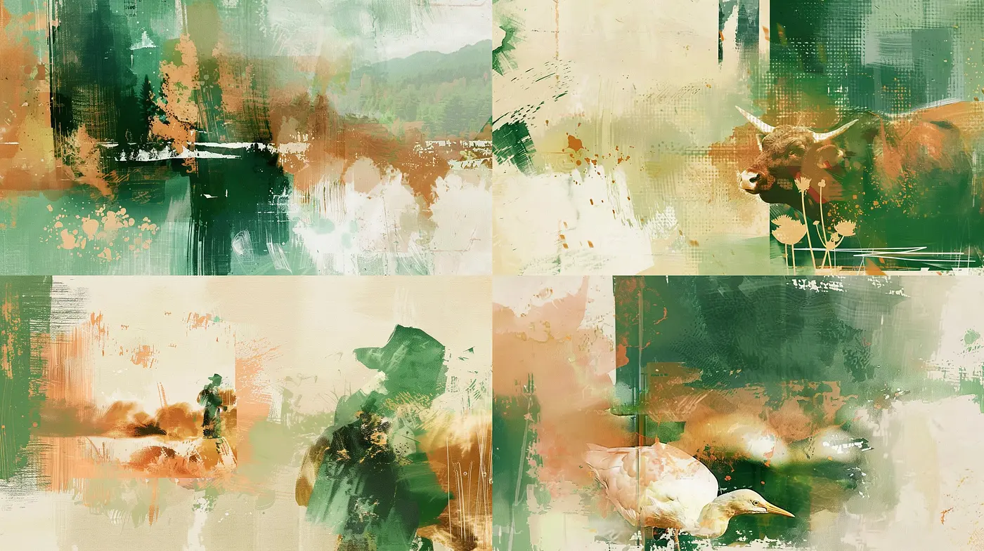 Abstract Pastoral Brushstrokes in Earthen Tones - Midjourney sref style