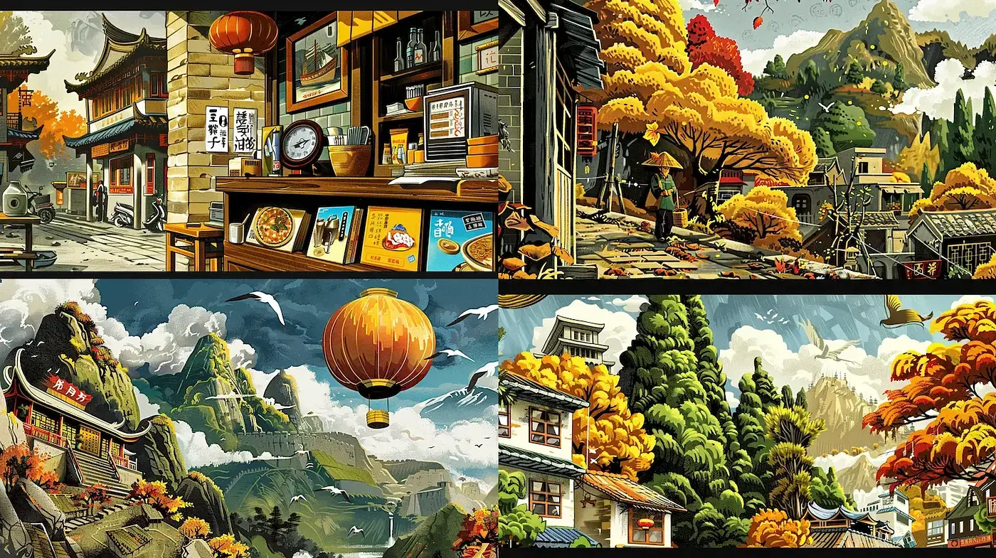 Autumnal Serenity in Stylized Landscape Artistry - Midjourney sref style