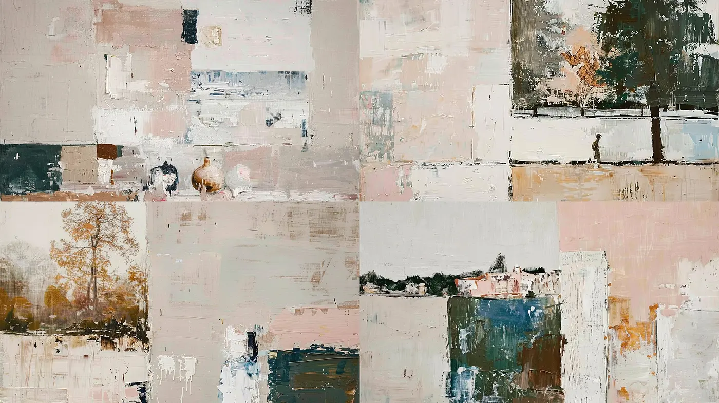 Contemplative Serenity in Abstract Pastel Textures - Midjourney sref style