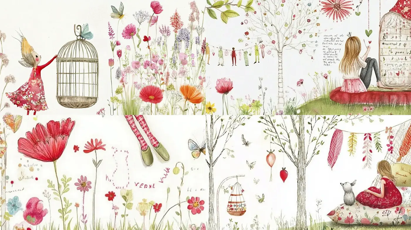 Whimsical Garden Dreams: A Watercolor Fantasy - Midjourney sref style