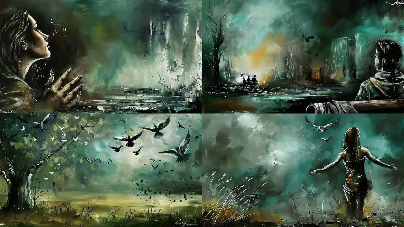 Ethereal Dreamscape in Brooding Tones - Midjourney sref style