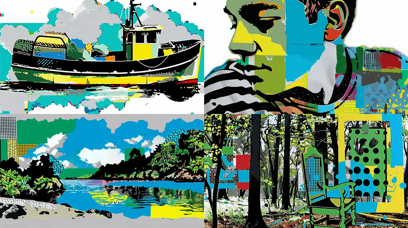 Abstract Graphic Overlay: A Fusion of Pop Art and Geometric Textures in Vivid Technicolor - Midjourney sref style