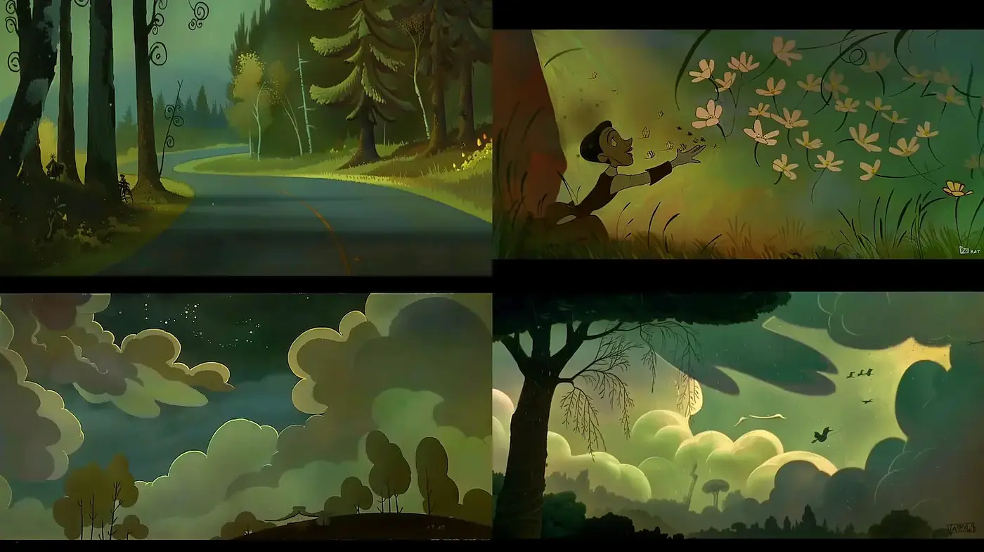 Serene and Whimsical Landscape Illustrations with an Ethereal Touch - Midjourney sref style