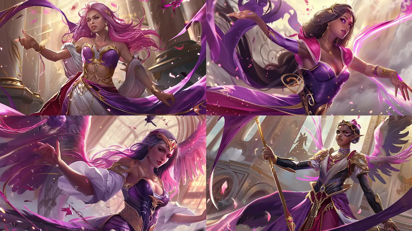 Ethereal Elegance in Dynamic Magenta: A Consistent Vision in Digital Fantasy Art - Midjourney sref style