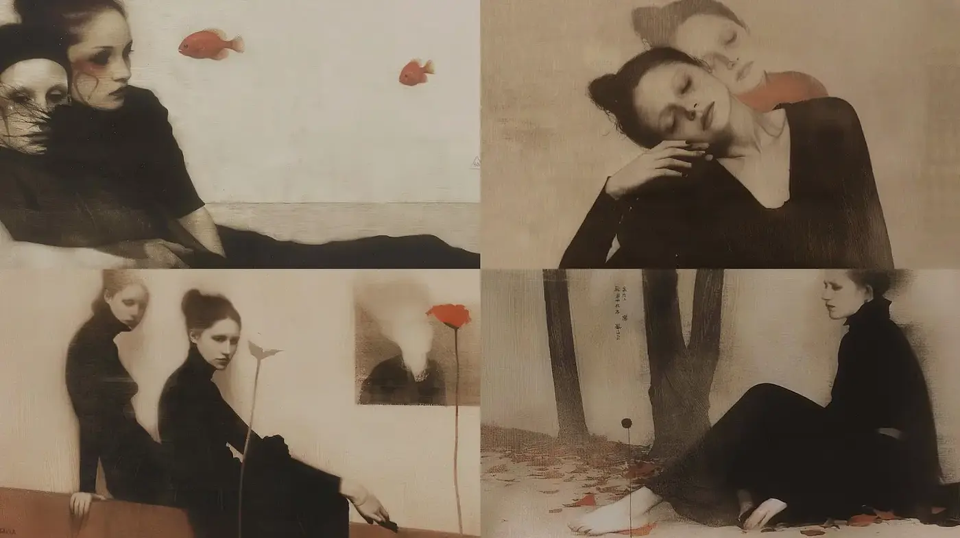 Ethereal and Melancholic Aesthetic with Artistic Depth - Midjourney sref style