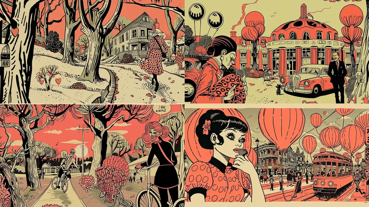 Dynamic and Vibrant Illustrated Scenes with a Whimsical Touch - Midjourney sref style