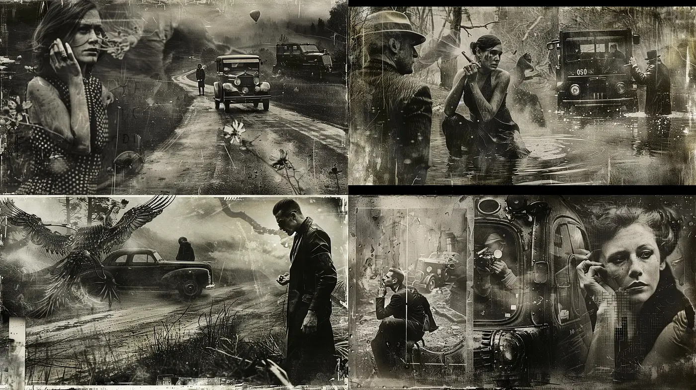 Monochromatic Elegy of Forgotten Eras - Midjourney sref style