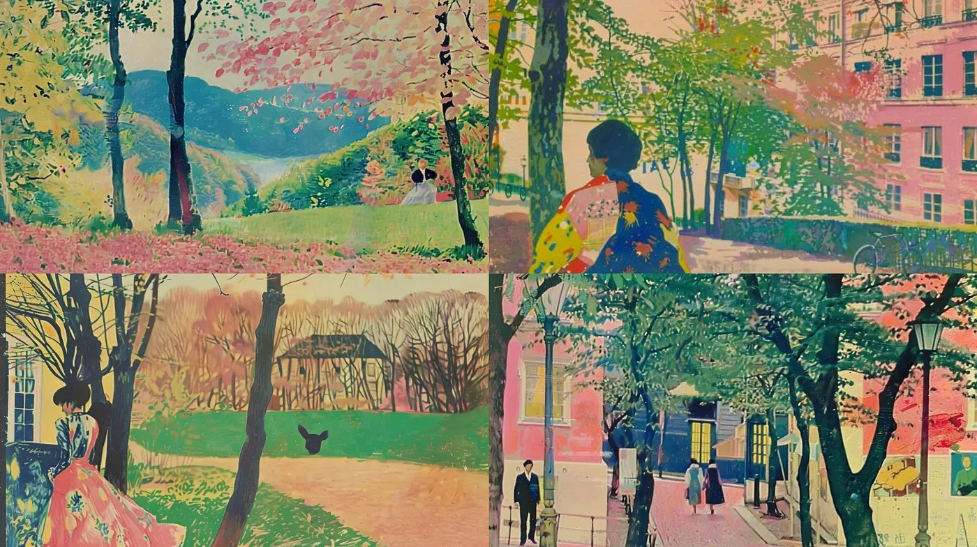 Whimsical Pastel Dreamscapes Conveying Serene Nostalgia - Midjourney sref style