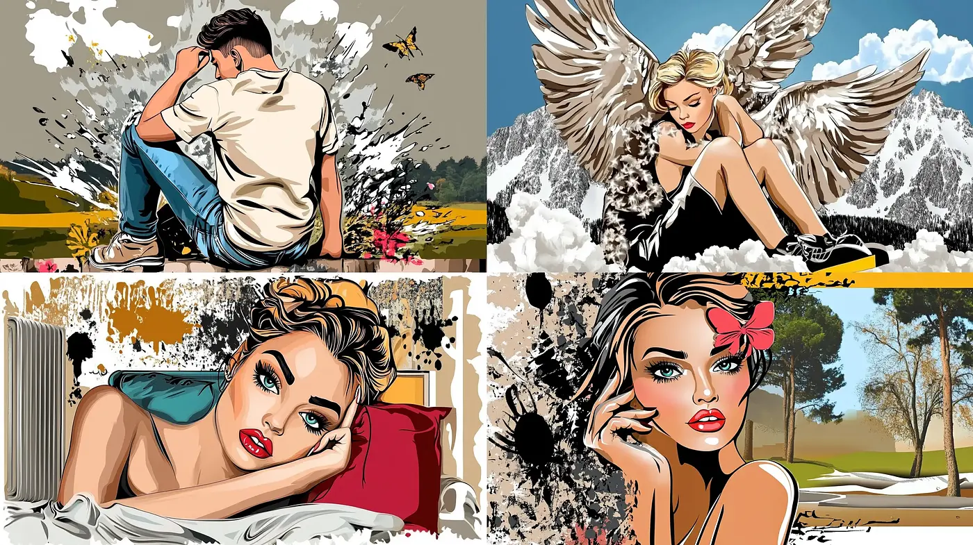 Vibrant Graphic Novel Aesthetic with Expressive Character Portraits - Midjourney sref style