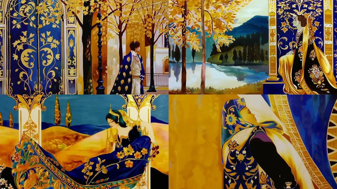 Vibrant Art Nouveau with Whimsical Elements and Lush Textures - Midjourney sref style