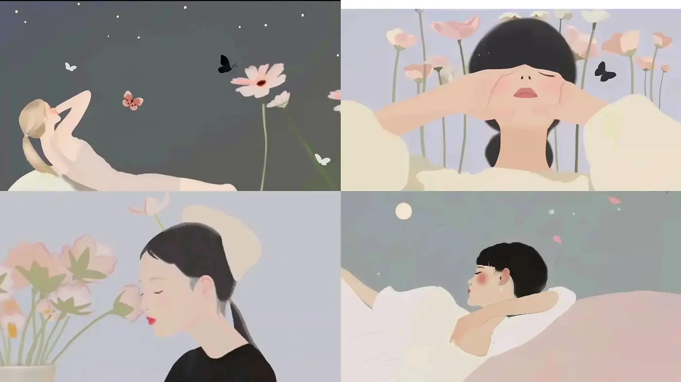 Serene Contemplation: A Study in Pastel Serenity and Simplified Elegance - Midjourney sref style