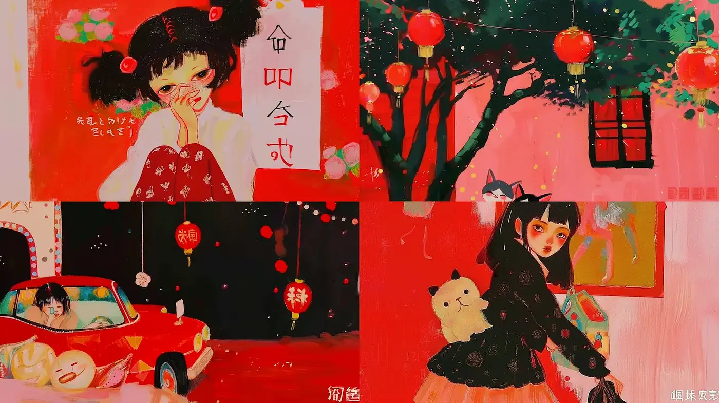 Whimsical and Dreamy Urban Aesthetic with Cultural Imagery - Midjourney sref style