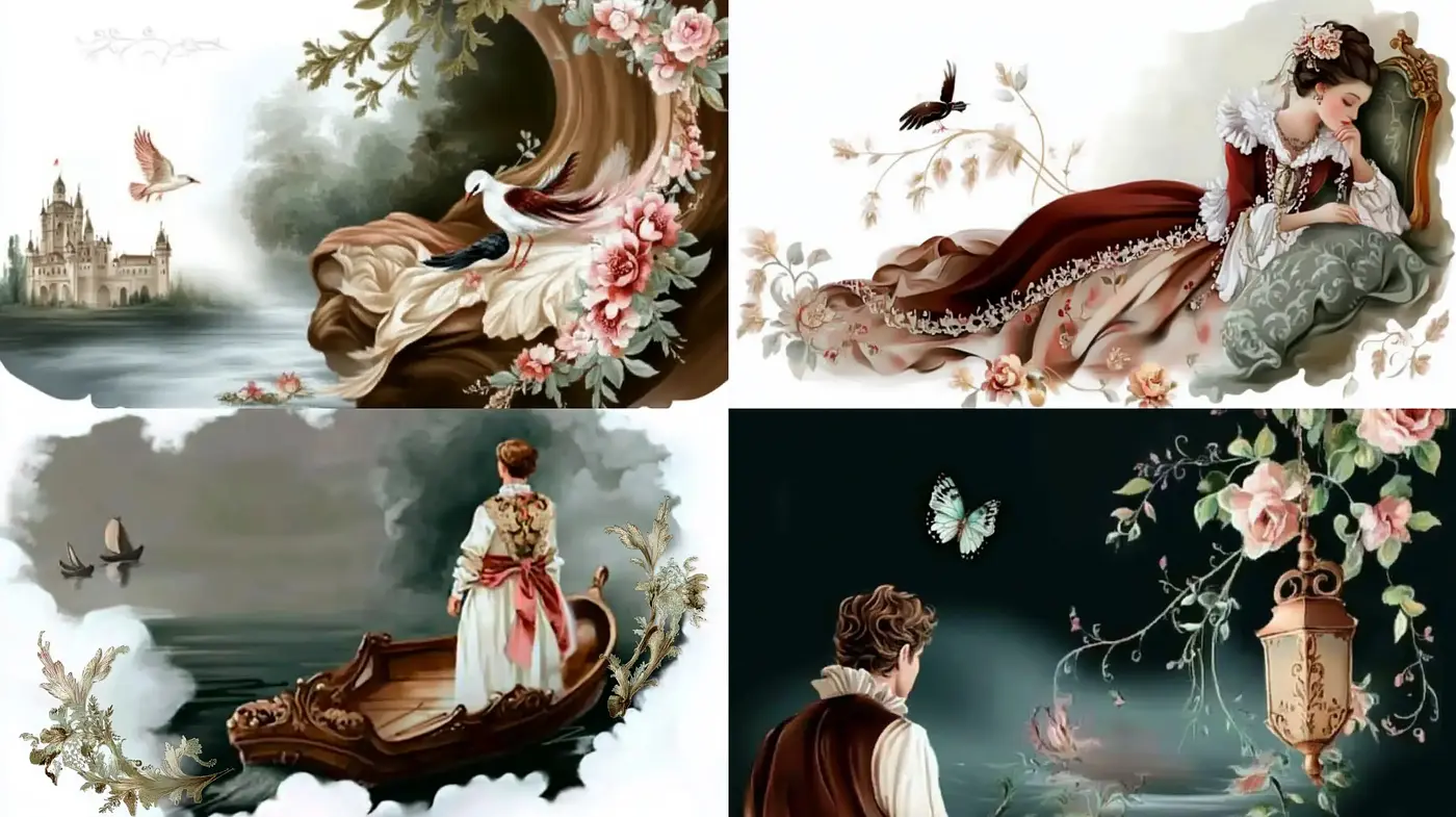 Ethereal Romanticism in Pastel: A Timeless Tapestry of Floral and Classical Elegance - Midjourney sref style