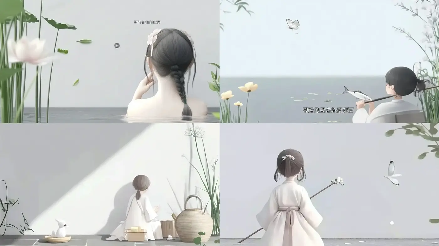 Tranquil Serenity in Minimalist Pastel - Midjourney sref style