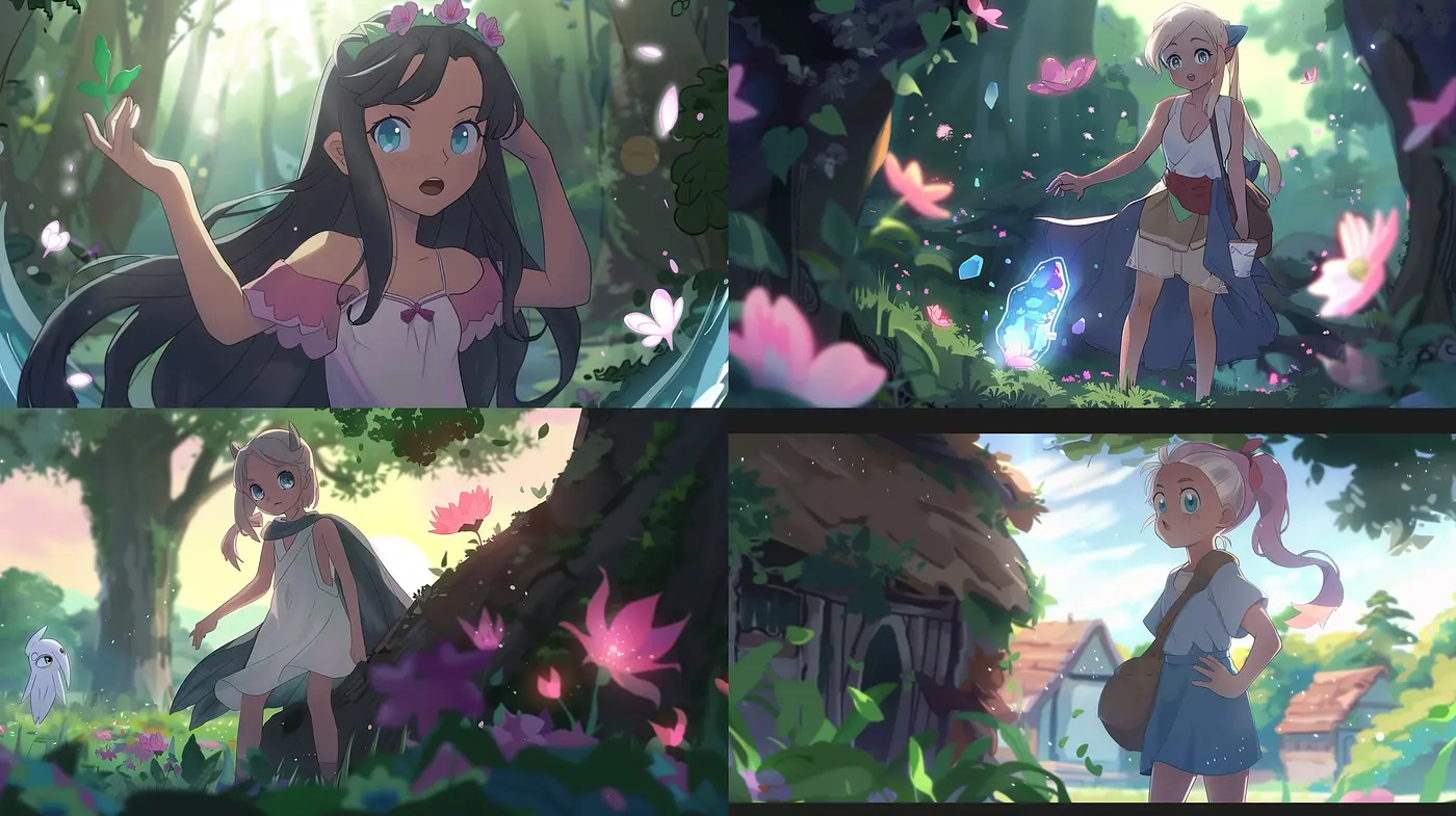Enchanted Forest Whimsy: Anime-Inspired Magical Tranquility - Midjourney sref style