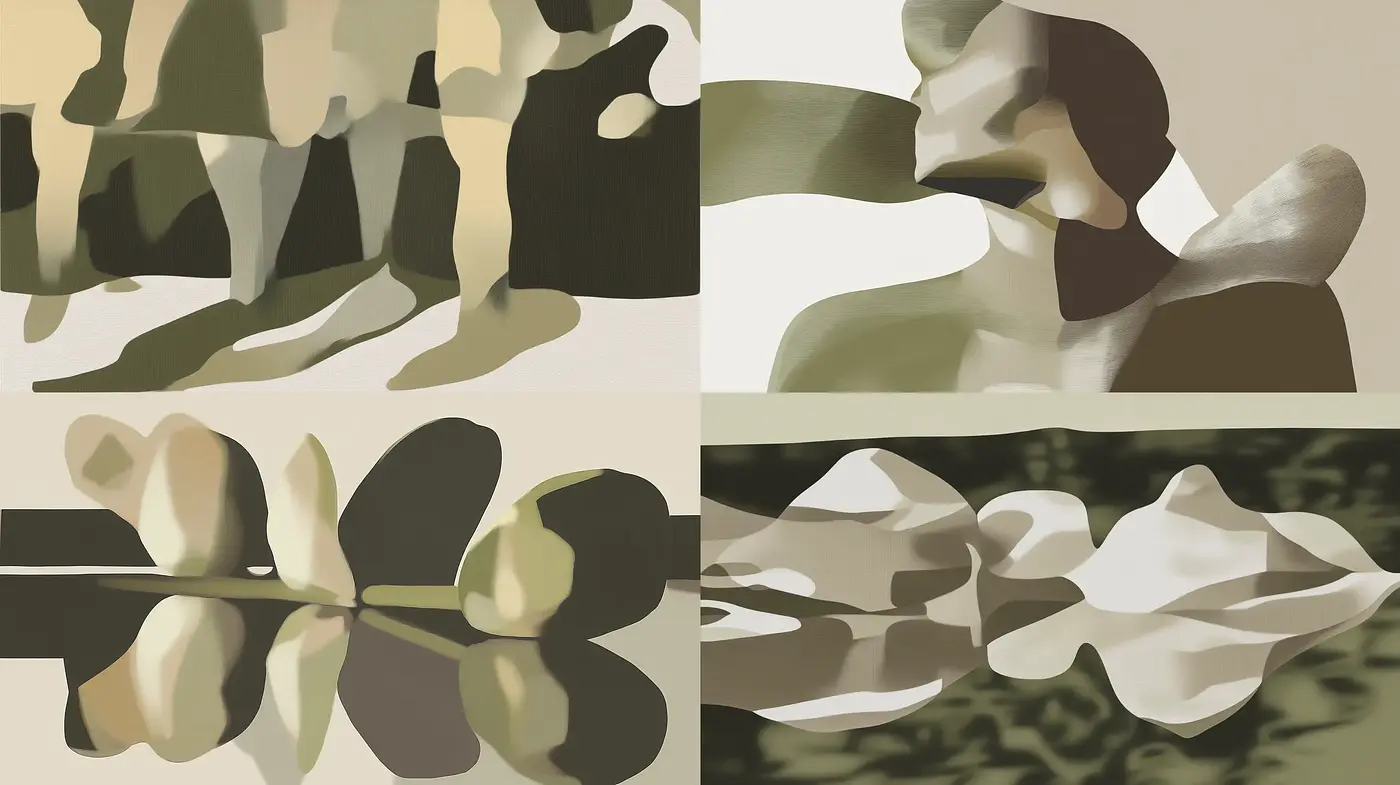 Consistent Abstraction of Form and Hue: A Study in Neutral Tones - Midjourney sref style