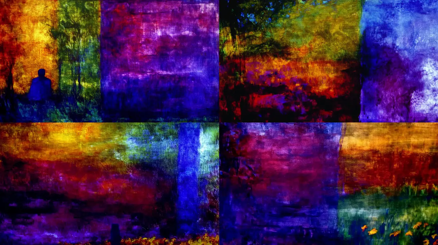 Abstract Vibrancy in Textured Dichotomy - Midjourney sref style