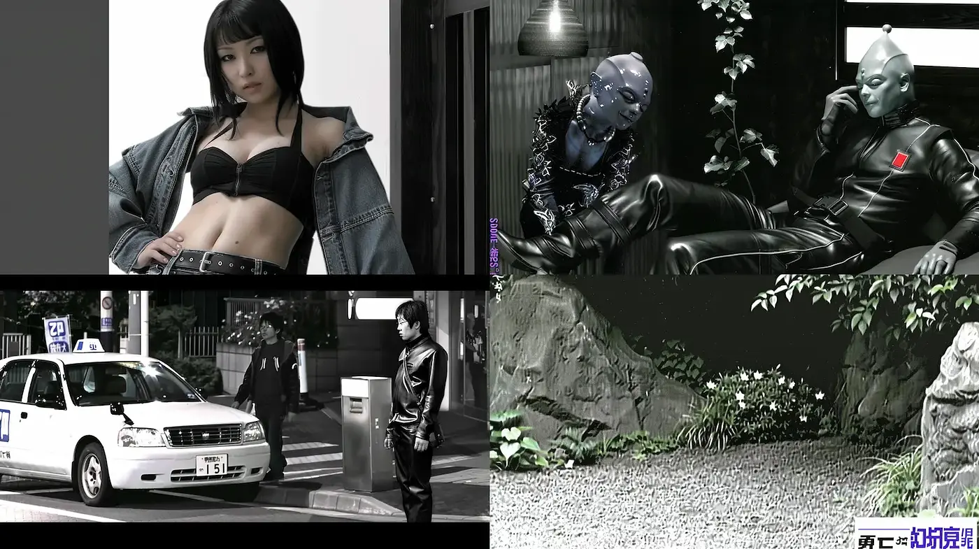 Futuristic Noir Aesthetic with a Blend of Cyberpunk and Vintage Elements - Midjourney sref style