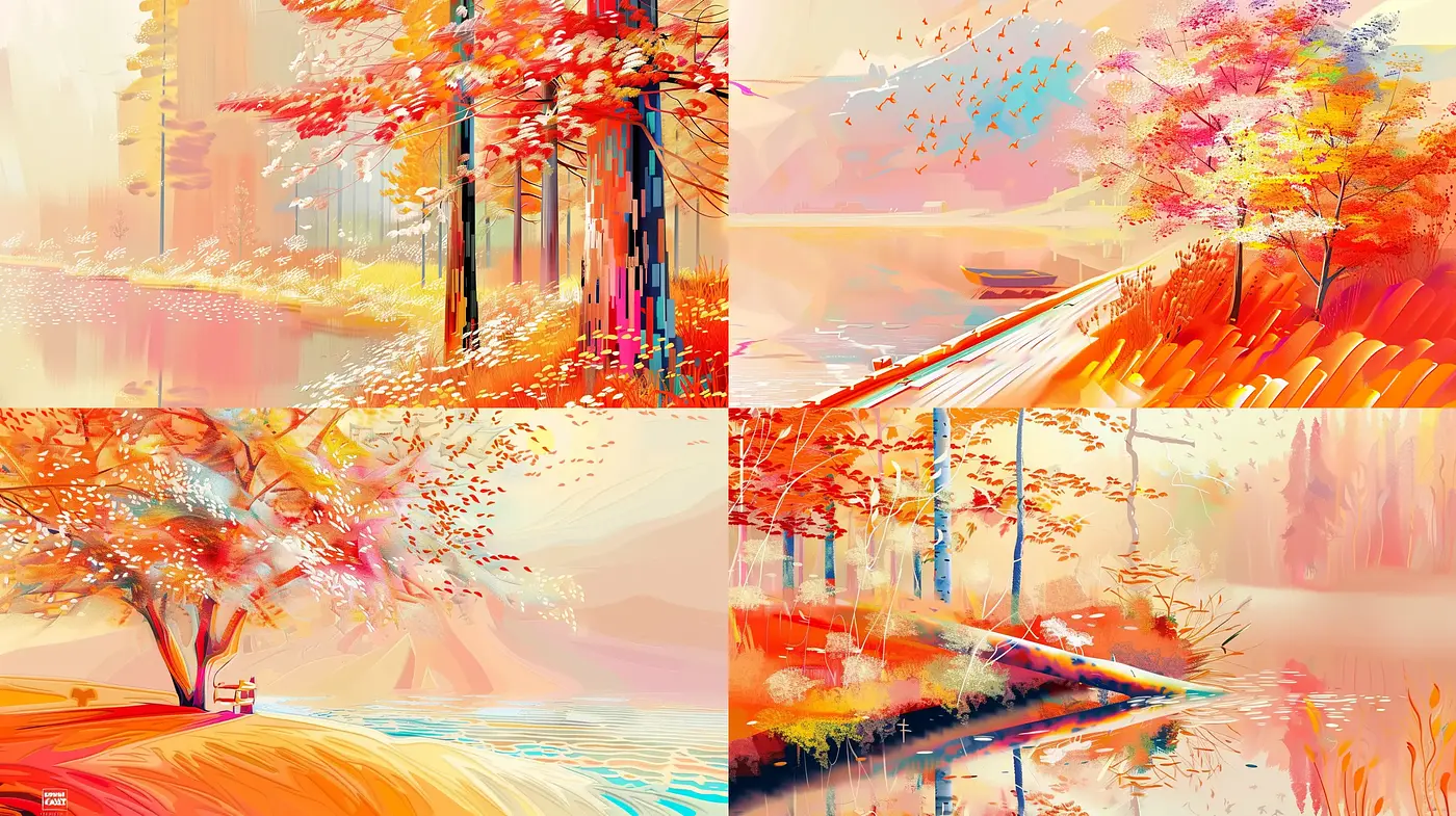 Whimsical Autumn Hues in Stylized Impressionistic Dreamscapes - Midjourney sref style