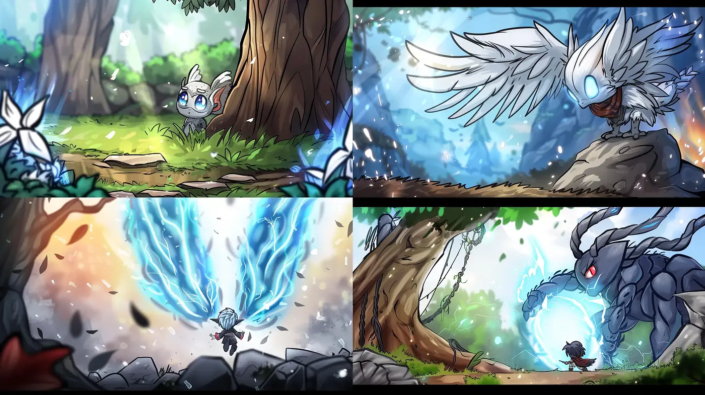 Ethereal Nature in Dynamic Anime-Inspired Vignettes - Midjourney sref style