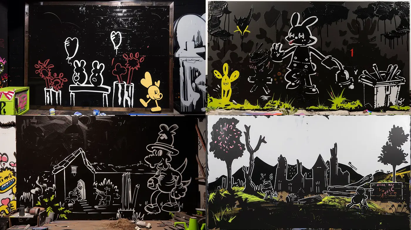Chalkboard Fantasy: A Whimsical Graffiti Fusion - Midjourney sref style