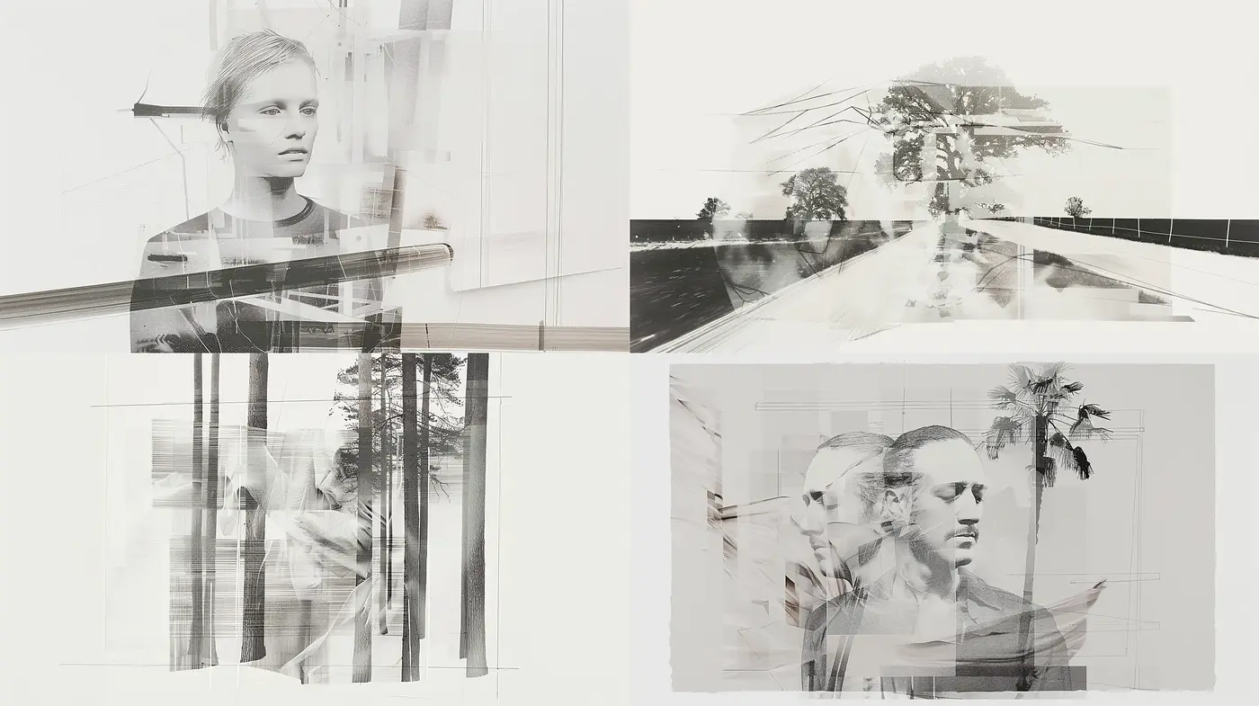Ethereal Monochromatic Sketches Blending Modernity with Nostalgia - Midjourney sref style