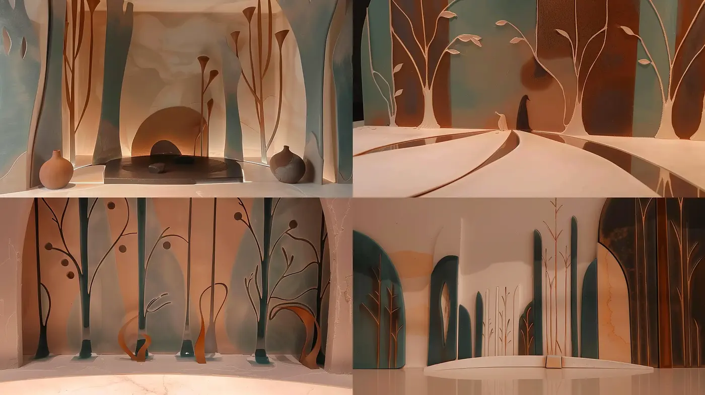 Earthen Simplicity: A Harmonious Digital Fusion of Natural Forms and Subdued Tones - Midjourney sref style