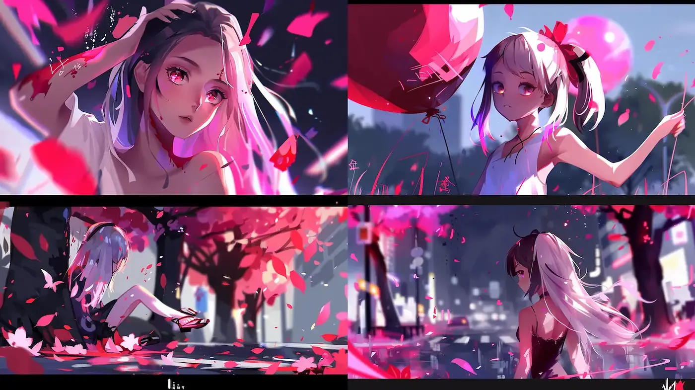 Vibrant yet Melancholic Digital Art with Floral Elements - Midjourney sref style