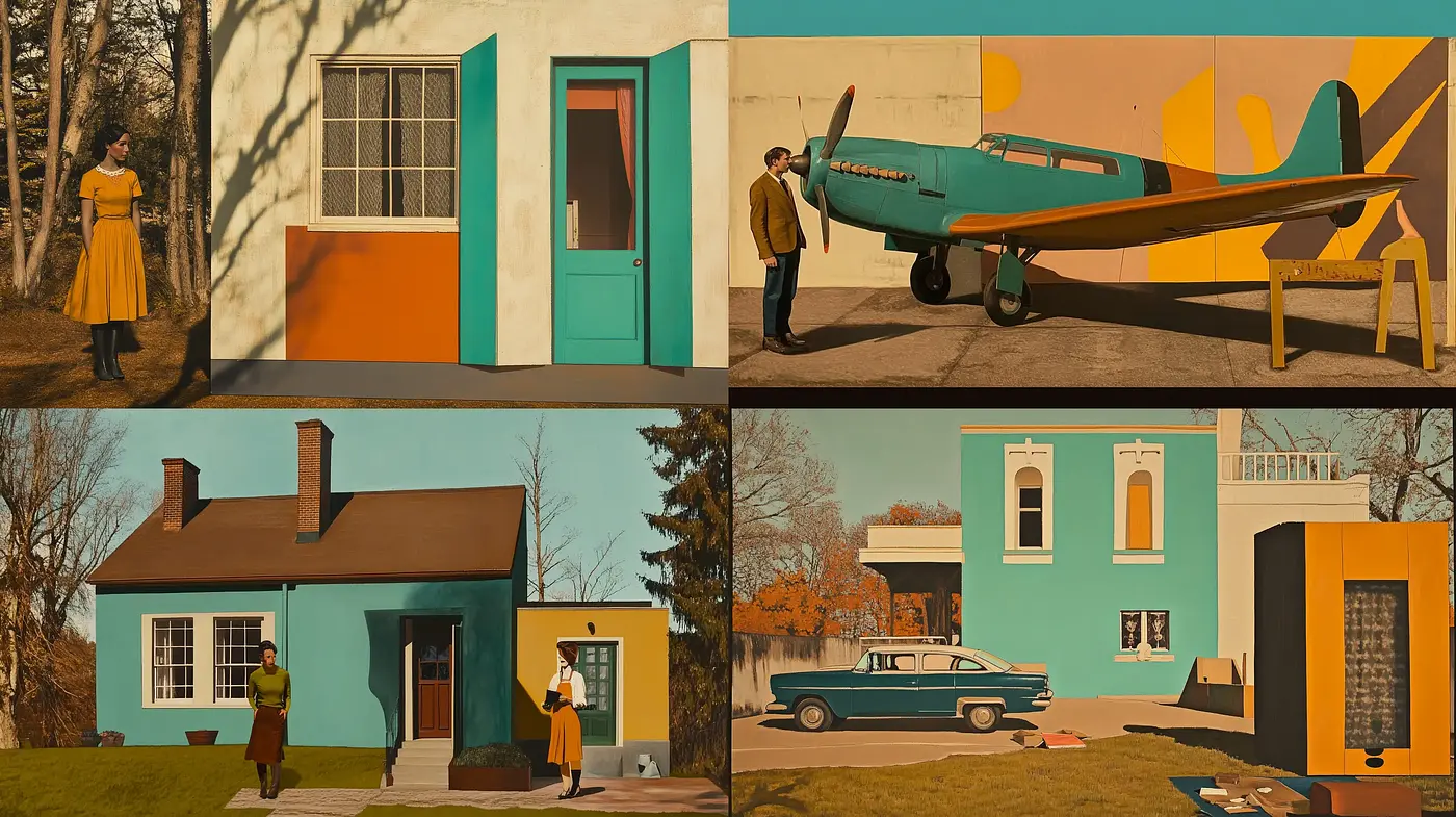 Mid-Century Serenity with a Nostalgic Color Story - Midjourney sref style