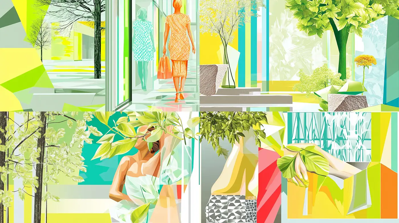 Vibrant Geometric Spring - An Abstract Fusion of Nature and Cubism - Midjourney sref style