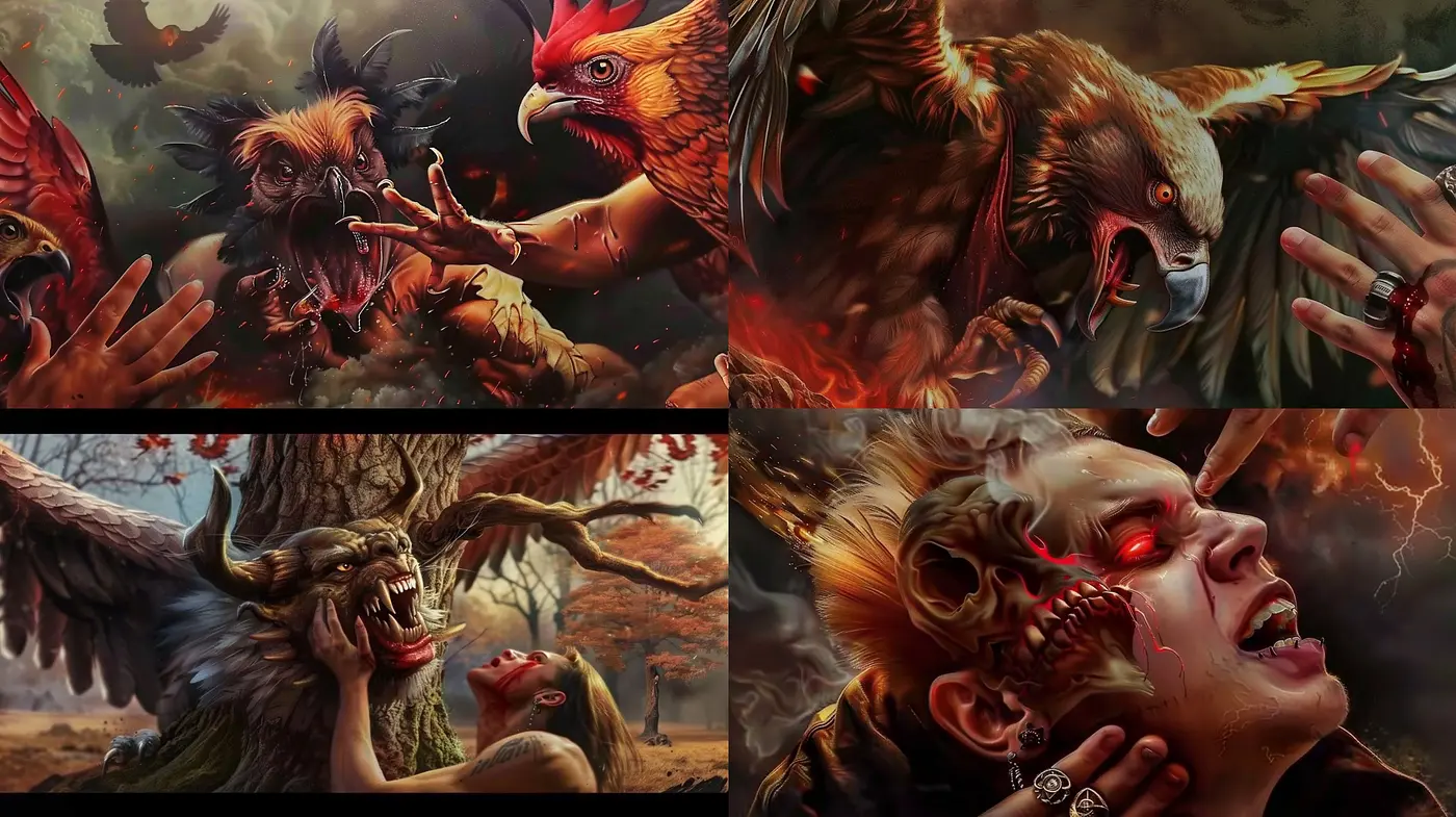 Fusion of Dark Surrealism and Intensive Fantasy in Masterful Brushstrokes - Midjourney sref style