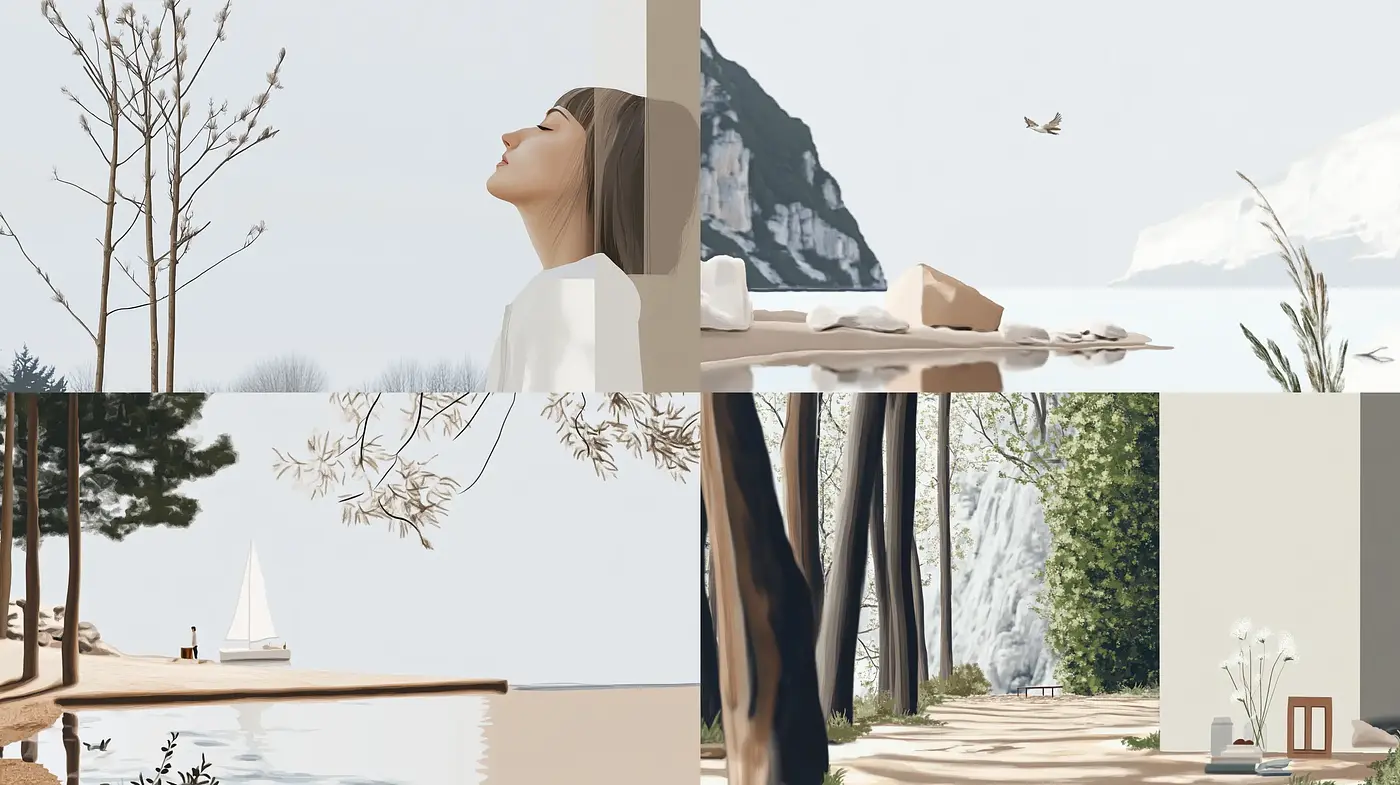 Serene Minimalism with a Hint of Modernist Art Influence - Midjourney sref style