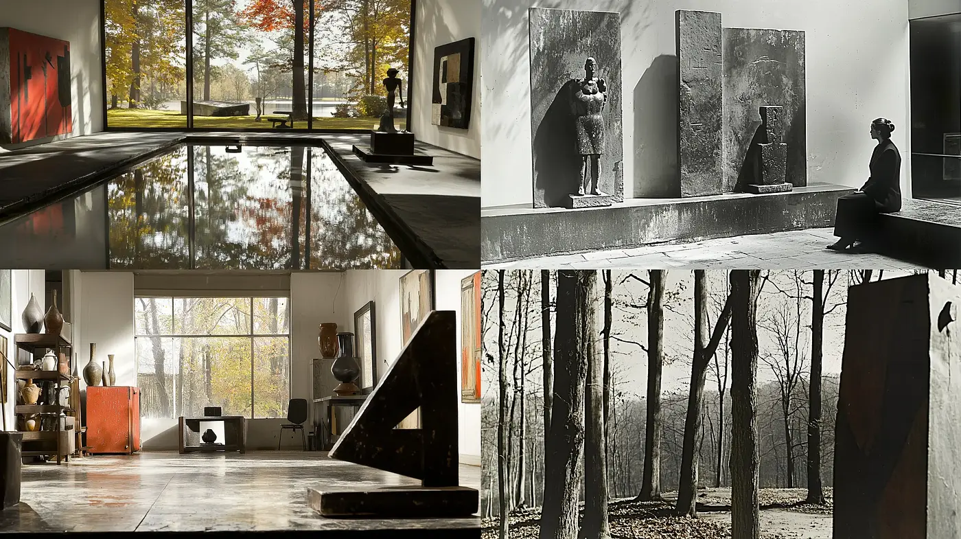 Harmonious Contrast of Modern Minimalism and Rustic Serenity - Midjourney sref style
