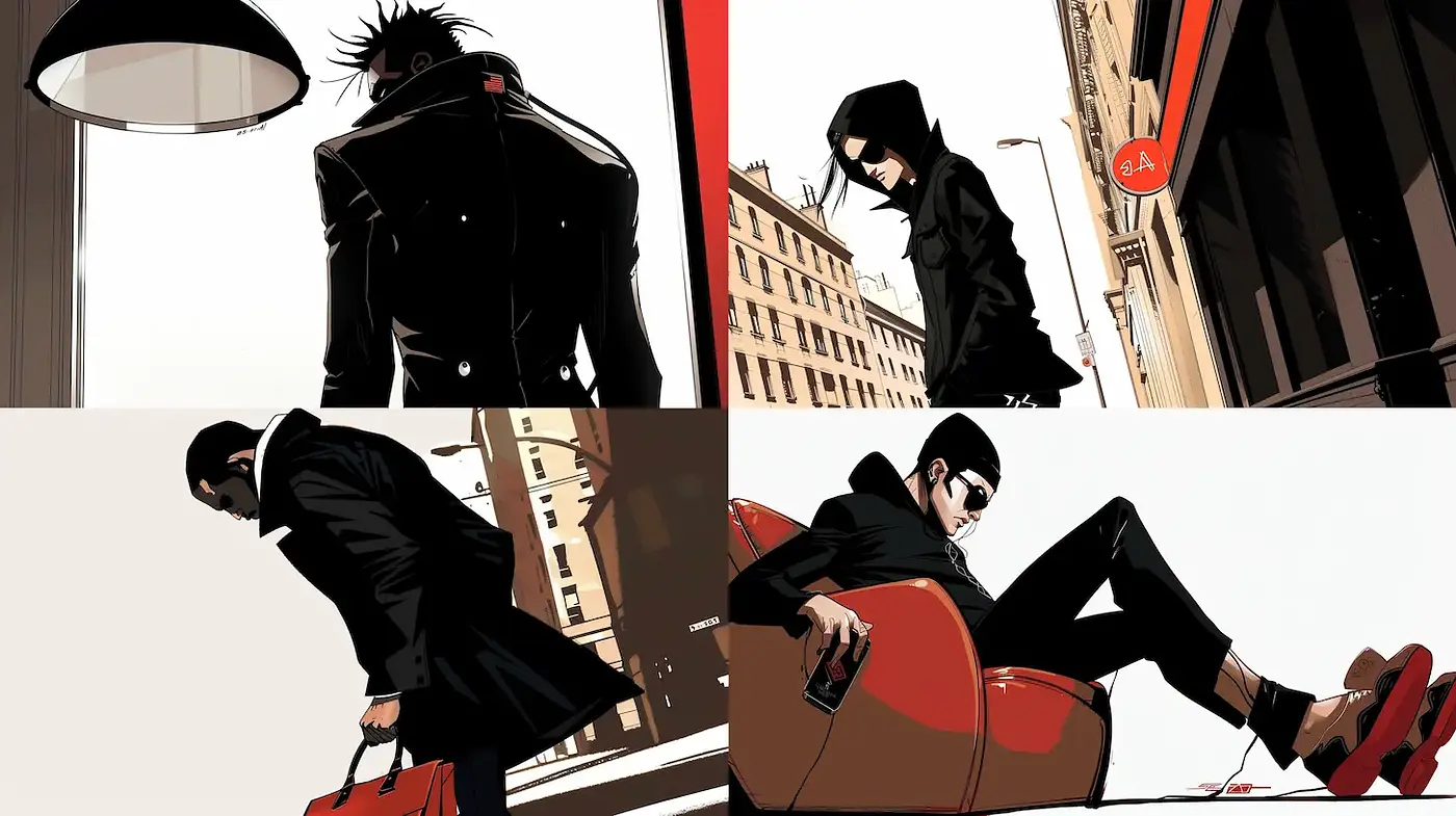 Stylized Urban Noir with a Dynamic Edge - Midjourney sref style