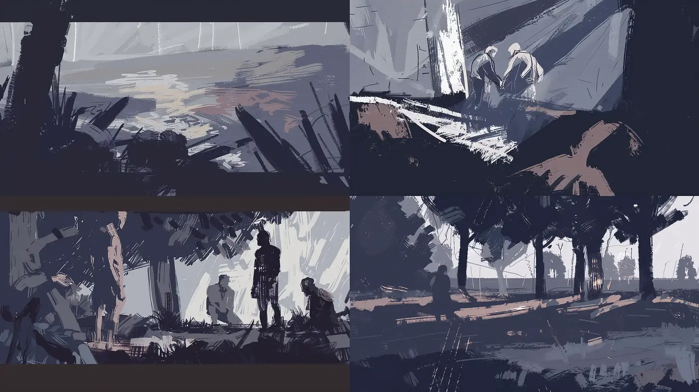 Moody Impressionist Dusk: A Consistent Brushstroke Journey - Midjourney sref style