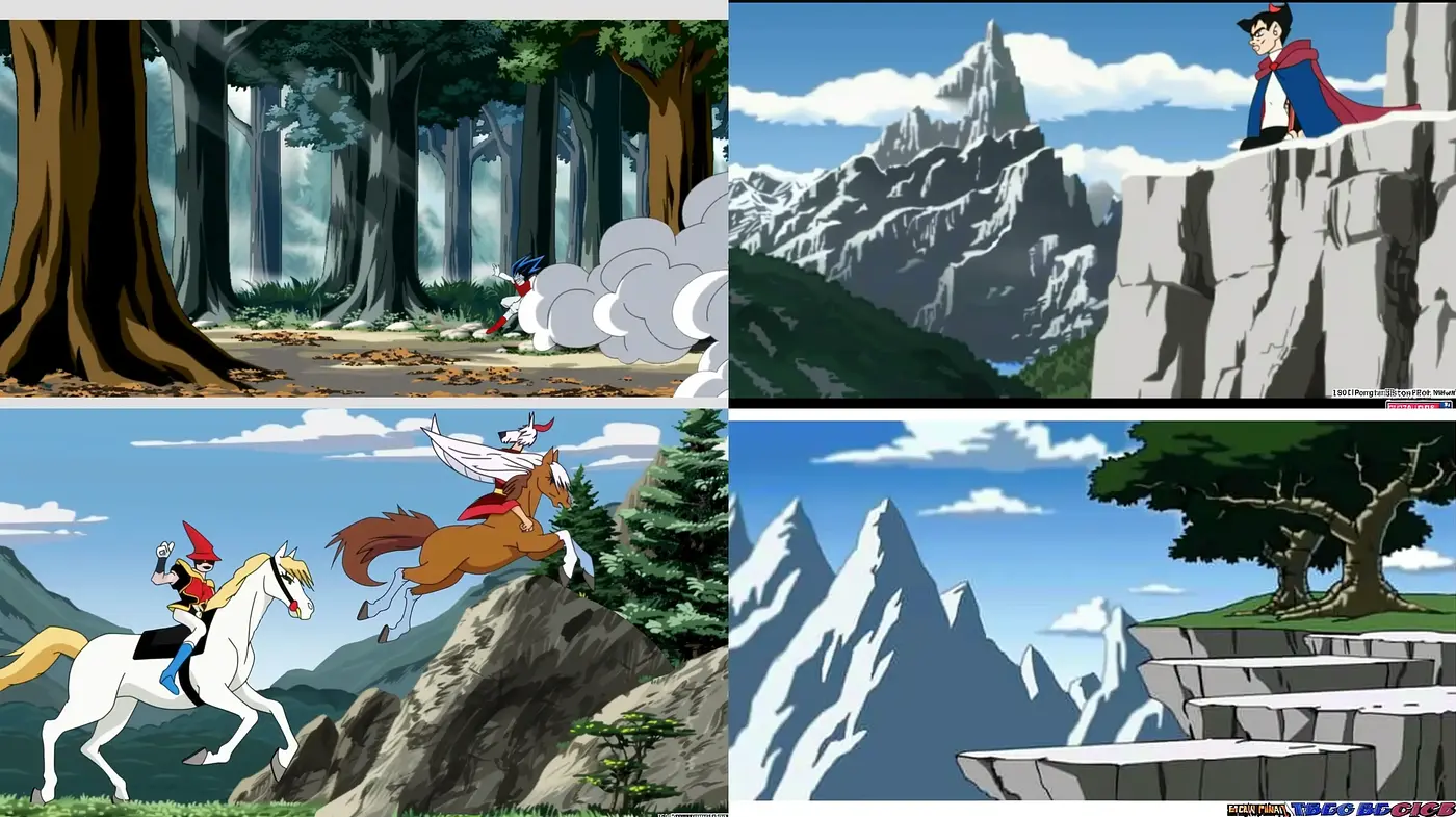Vibrant Animation Panorama with Classic Cartoon Essence - Midjourney sref style