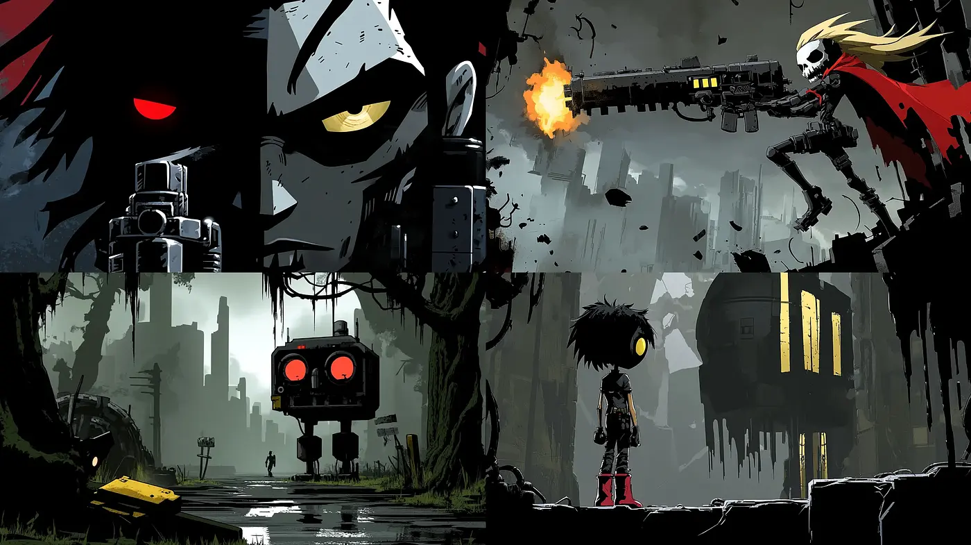 Dystopian Shadows: An Homage to Gritty Cyberpunk Aesthetics - Midjourney sref style