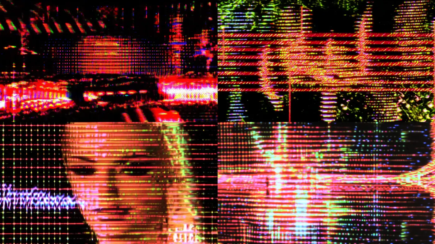 Digitally Distorted Luminescence: A Study in Glitched Artistry - Midjourney sref style