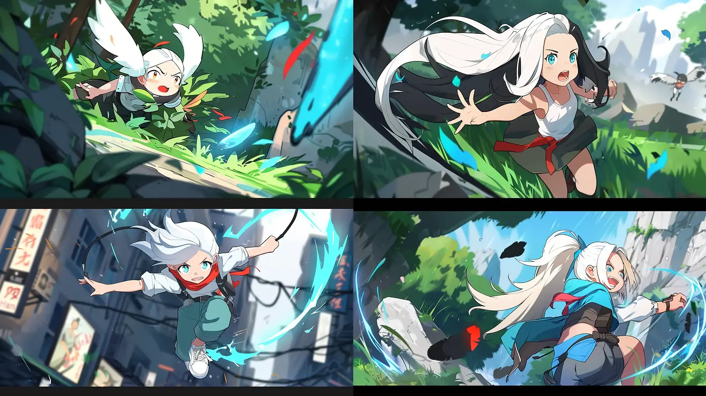 Dynamic Anime-Inspired Action with Vivid Contrasts and Fluid Motion - Midjourney sref style